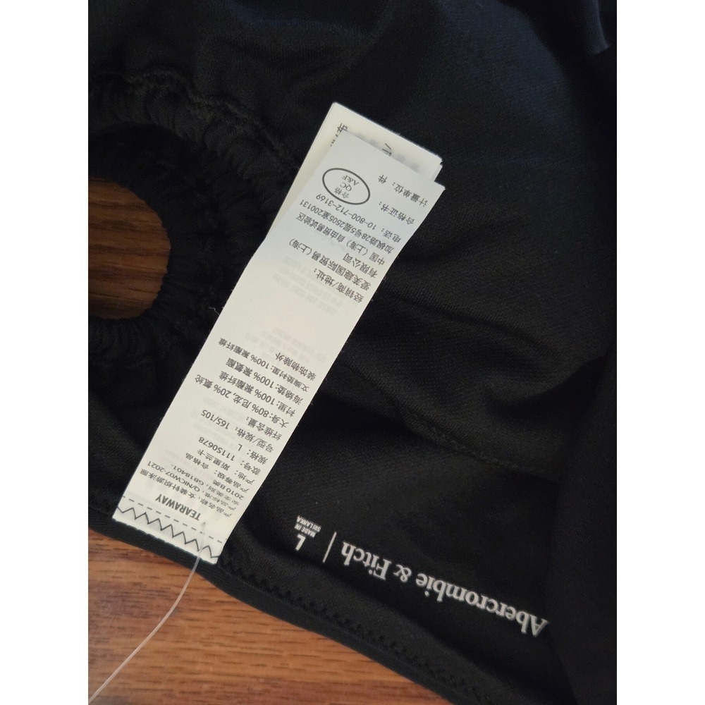 Abercrombie & Fitch Womens One Shoulder Cutout One Piece Swimsuit Black Lg NEW - Picture 2 of 6